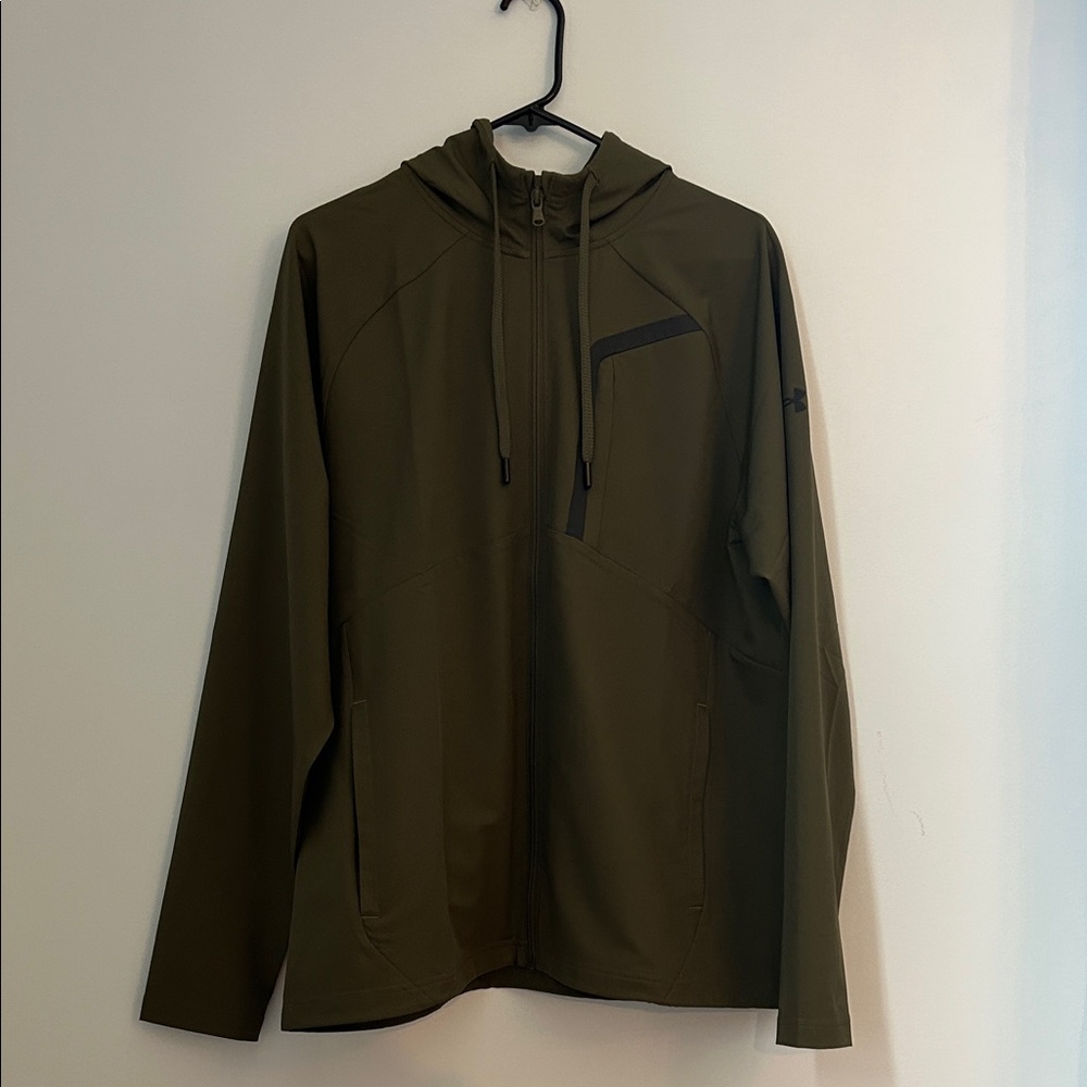 Under Armour Men's Olive Green Hooded Full Zip Jacket